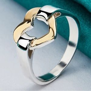925 STERLING SILVER & GOLD FILLED HEART RING